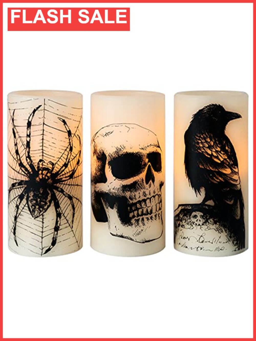 Skull Flameless LED Candles Battery Operated 6H Timer Real Paraffin Wax
